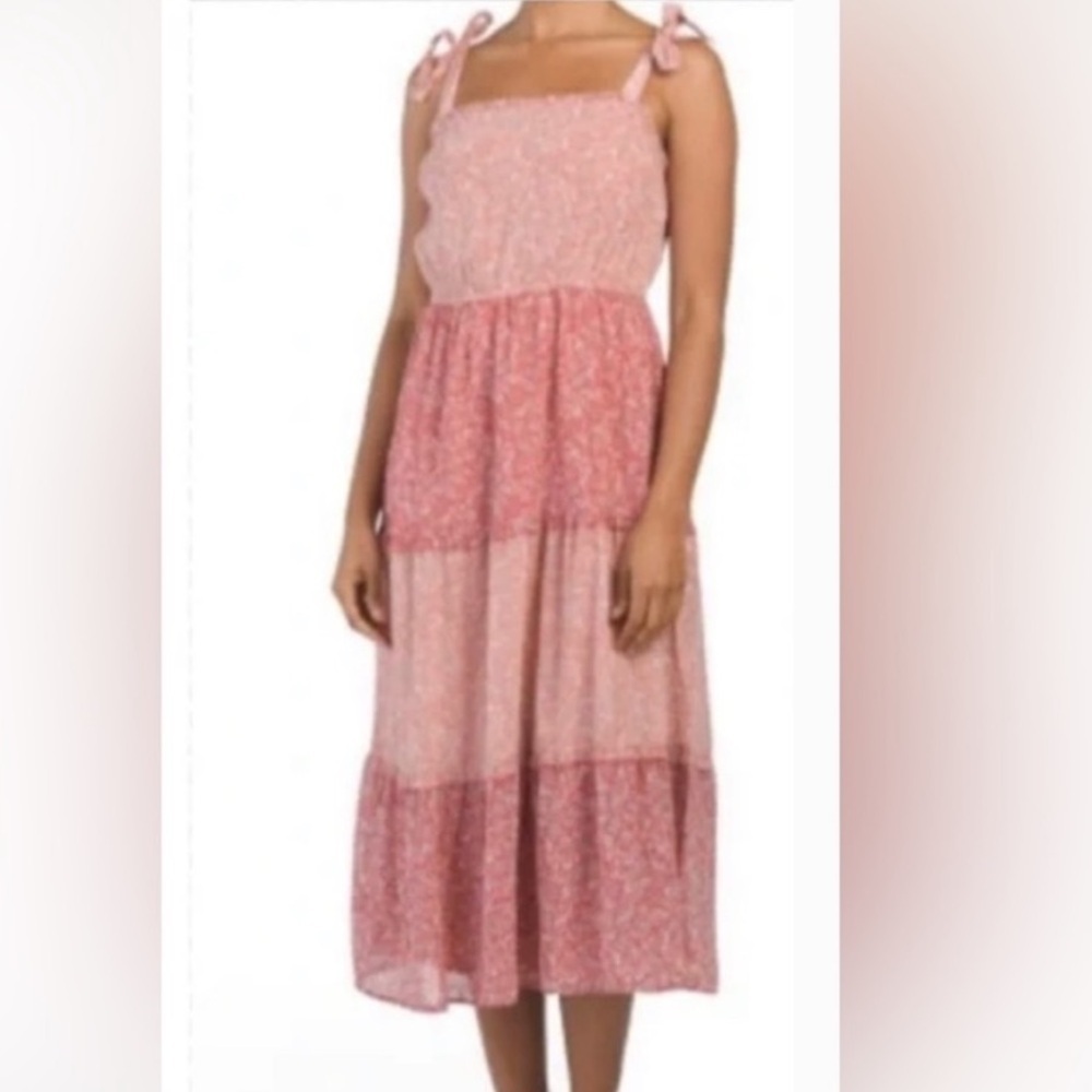 Sincerely Jules Tiered Cottagecore Color Block Midi Dress